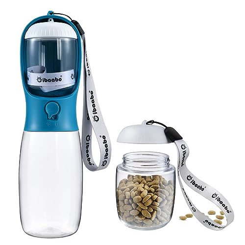 Cibaabo Dog Water Bottle with Food Container, Travel Puppy W