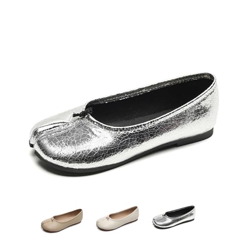 Tabi Ballet Flats Shoes for Women Rounde Toe Wide Width Split Toe Low Heel Japanese Tabi Comfortable Light Weight Flats