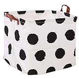 Jyukan Canvas Storage Bins 13x13 inch Square Storage Baskets with Handles Collapsible Bins for Kids Toy Storage, Closet Storage,Dot