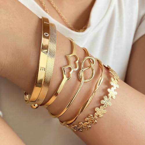 Image of Shining Diva Fashion Set of 6 Stylish Gifts Bangle Bracelets for Women and Girls (16898b)