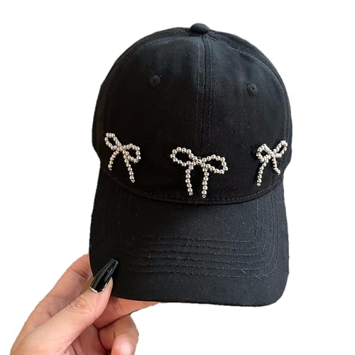 SHU GE Baseball Cap,Dance Baseball Hat for Girl Beaded Bowknot Hat Windproof Baseball Hat Spring Sun Hat Outdoor Cycling Hiking Hat