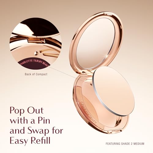 Image of Charlotte Tilbury Airbrush Flawless Finish Setting Powder - Pore-Blurring Pressed Powder for Face Makeup to Minimize Shine with a Soft-Focus Finish