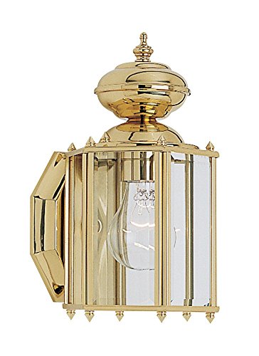 Sea Gull Lighting 8507-02 Classico One-Light Outdoor Wall Lantern with Clear Beveled Glass Panels, Polished Brass Finish
