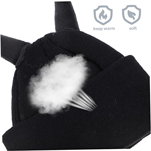 Funny Kids Knitted Beanie Hat for Boys and Girls Warm Winter Cap Antennae Comfortable Knit Hat for Toddlers Black4