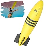 Khroom Torpedo Juguete de Piscina | Imprescindible en Vacaciones | Cohete Deslizante 10 Metros Bajo el Agua | Torpedo Juego de Buceo/Deslizamiento (Rayas Amarillas)