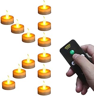 Wilrigir Remote Tealight Candles with 4H 6H 8H Timer,Amber LED Flameless Candles,Cr2450 Battery Powered Tealight,Best for Seasonal Decorations, Parties, Celebrations, Special Events,Pack of 12