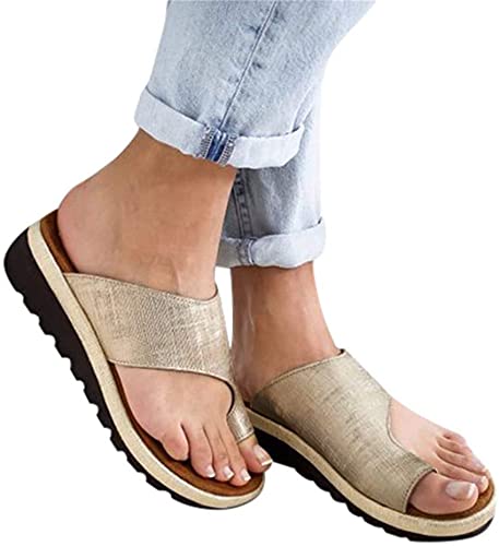 Correcteur de bunion en sandales dorées pour soulager les pieds sensibles en taille 36