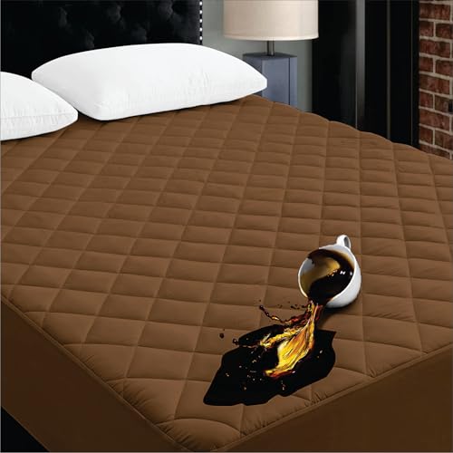 Image of Ayka 100% Waterproof Cotton Quilted Mattress Protector King Size Breathable Hypoallergenic Noiseless Ultra Soft Fitted Bed Protector 78x36 inch Mattress /Bed Cover (Single 78x36 | 6.5x3 ft, Brown)