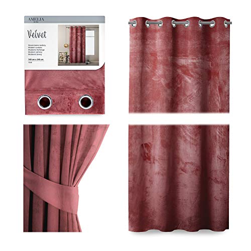 Tenda oscurante in velluto 140 x 245 cm colore rosa antico 1 pezzo tenda per finestra leggera e brillante 69780 decorativa con occhielli 140 x 245 cm