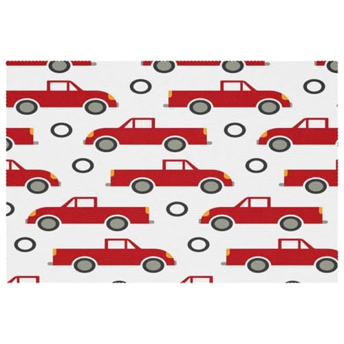 Set de table rouge antidérapant x6 protège table résistant chaleur camionnette - 2