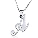 FUNRUN Womens Mens Stainless Steel Initial Letter Pendant Necklace,Letter A
