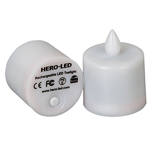 Hero-Led Cd-Rc-12Rf-A Wireless Inductive Rechargeable Led Electric Candles, Flameless Flickering Tea Lights With Remote Timer Controller, Set Of 12, Amber Color #TOP2