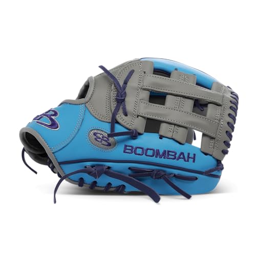 Boombah Softball Fielding Glove-B4 H-Web Gray/Columbia Blue/Purple - Size RHT-11.5