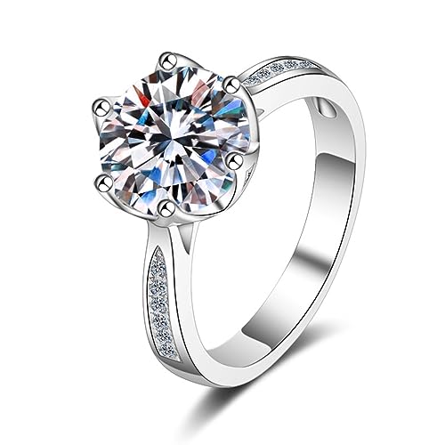 Bague diamant moissanite fiançailles ronde 3 carats couleur D VVS1