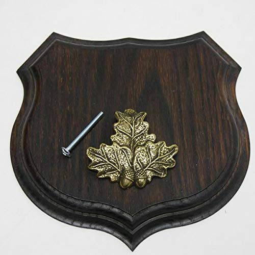 GTK - Geweihe & Trophäen KRUMHOLZ 1x Wappenschild Wildschwein Trophäenschild Wappenform, AF 15cm, mit Eichenlaub Deckblatt massiv + Klein