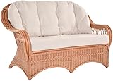 Krines Home Bequemes Wintergarten Rattan Sofa EWA Korbsofa Wohnzimmer Sofa Rattansofa Zweisitzer Couch (Terracotta offen geflochten)