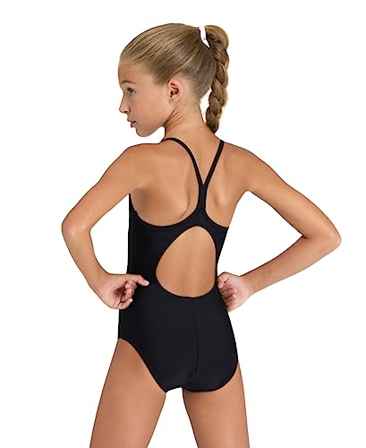 Image of Arena Girls' Feel Solid Light Drop Back Swimsuit Thin Straps Stretchy One Piece Kids Bathing Suit