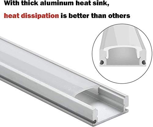 6x6.6ft LED Strip Aluminum Channel - Starlandled LED Track Profile System with Milky Cover Diffusers, End Caps and Mounting Clips for LED Strip Light Easy Installations - Thumbnail 5