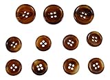 Set of 11 Premium Light Chestnut Brown with Tan Buffalo Horn Buttons for Sport Coats, Blazers, and Suit Jackets