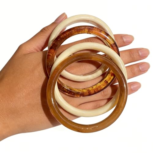 Image of Women Jewelry Chunky Bangle Bracelet for women Bold Bracelet Statement Bangle Bracelet Vintage Resin Acrylic Bracelet for Daily Party Gift