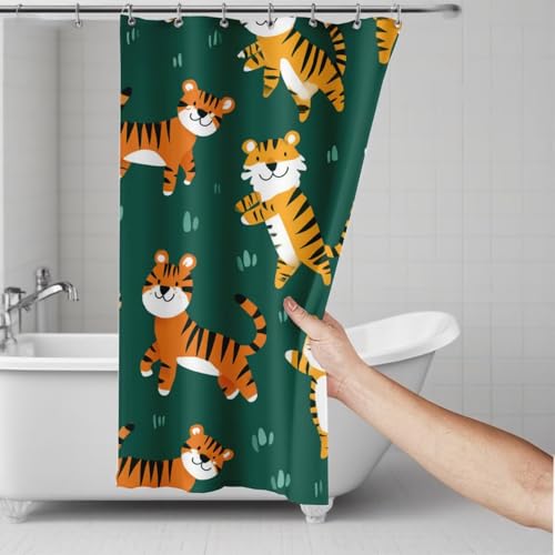 Rideau de douche tigre mignons 150x180 cm imperméable lesté lavable