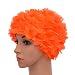 Medifier Lace Vintage Swim cap Floral Petal Retro Style Bathing Caps for Women Rose Orange