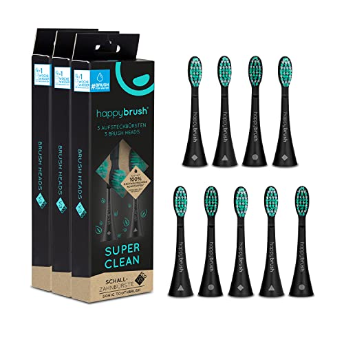 Happybrush Duurzame opzetborstels voor elektrische sonische tandenborstel Eco VIBE 3 - 9 stuks
