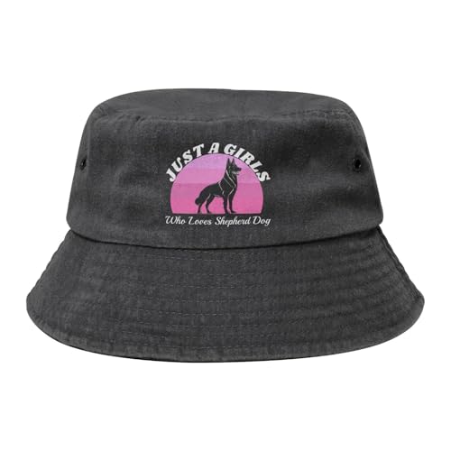 Qauirfe Just A Girls Who Loves German Shepherd Dog Fashion Cowboy Denim Fisherman Hat Outdoor Fishing Cap Sun