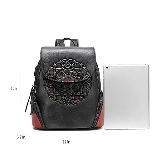 Mochila de cuero para mujer con diseño vintage miniatura 2