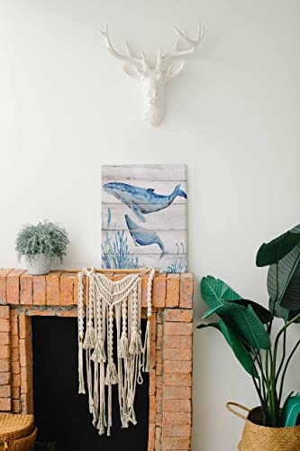 Tizzer Beach Ocean Whale Canvas Wall Art Prints, Summer Whale Vintage Paintings Prints,11X14 Inches Artwork For Sea Life Theme Decor Bathroom Bedroom Living Room Sea House Home Decorations #TOP2