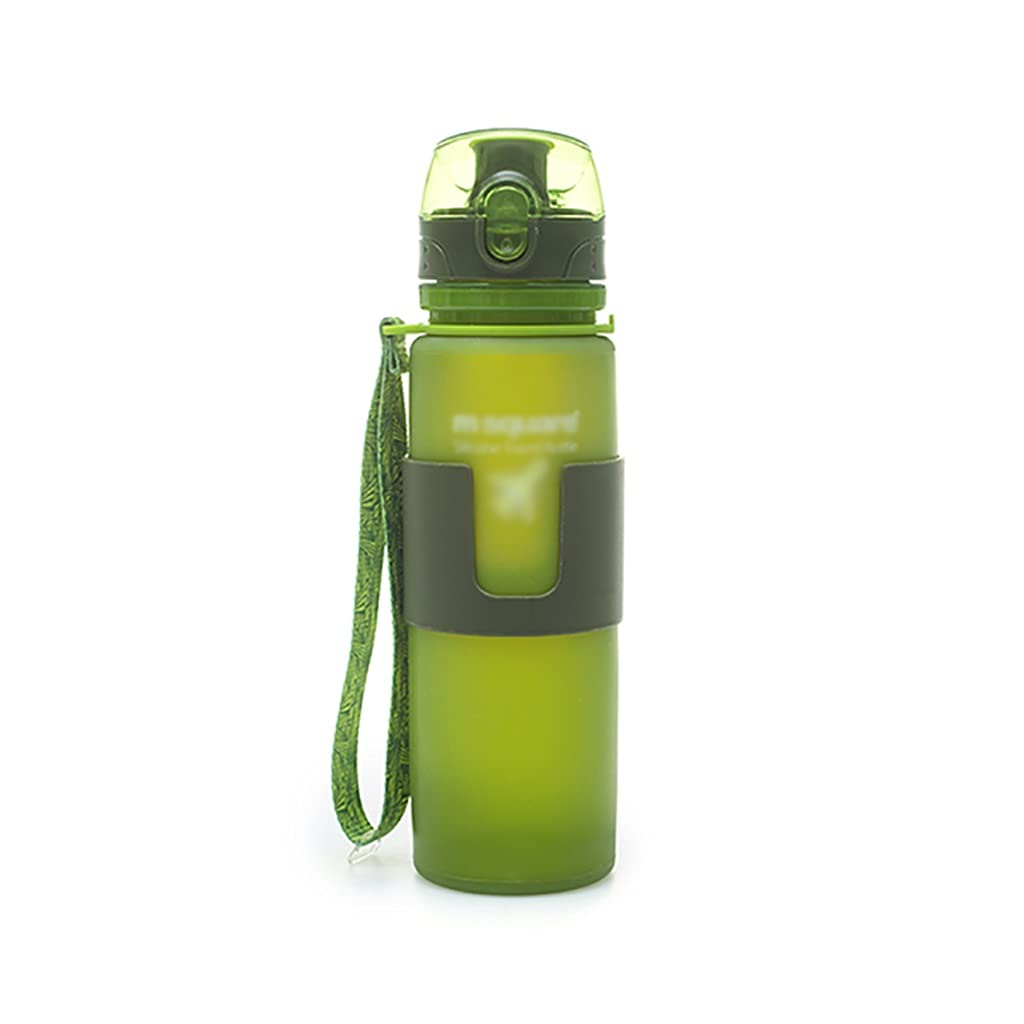 Bouteille de sport Bouteille de sport Bouteilles en silicone pliables Bouteille d'eau pliable Légère pour voyage Randonnée Sports Camping Bouteilles d'eau (Couleur : Vert) (Vert)