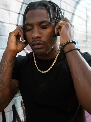 U7 Twisted Rope Chain, Figaro Chain, Men Stainless Steel Necklace and Bracelet Set, 3mm 5mm 6mm 9mm Black Gold Silver Chains Necklaces for Men Women 16"-30"2