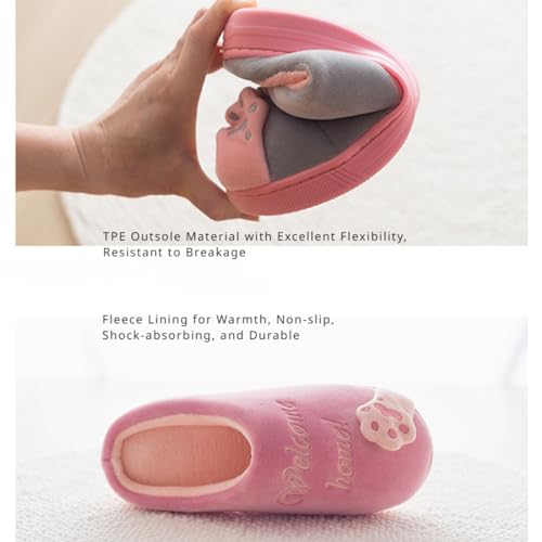 Fuzzy Cat Slippers House Slippers for Women Men Non Slip Cute Cat Animal Plush Slip on Winter Warm Bedroom Shoes4