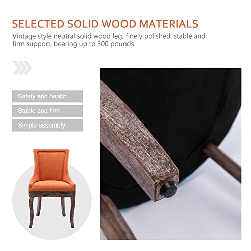 Kiztir Upholstered Dining Chairs Set Of 6, Farmhouse Dining Chairs With Solid Wood Legs, Nailhead Trim, Tufted Dining Chair For Kitchen/Living Room/Bedroom (Orange) #TOP4