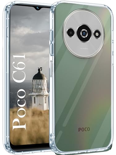 Image of Jkobi Back Cover for Xiaomi Poco C61 (Silicone Clear Shockproof Case with Camera Protection | Soft and Flexible | Transparent)
