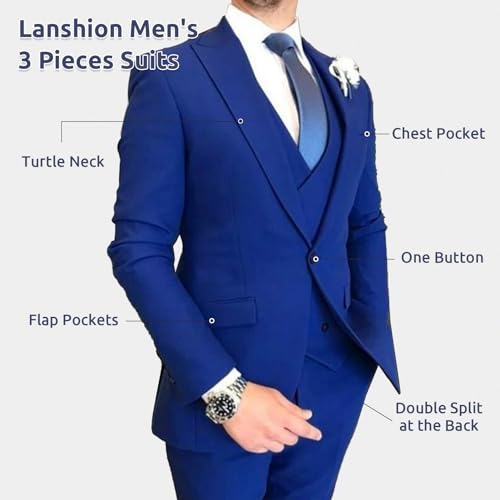 Mens Suits 3 Piece Slim Fit Suit Set Business Wedding Tuxedo Jacket Vest Pants2
