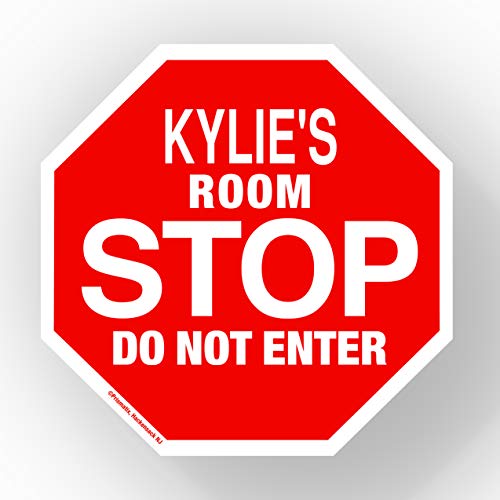 Kylie Stop Its My Room Sign - Official Looking 5 1/2" x 5 1/2" Personalized Name Sign - Wall Hanging for Childrens Room Door/Locker/Office (Novelty Decals, Street Signs)