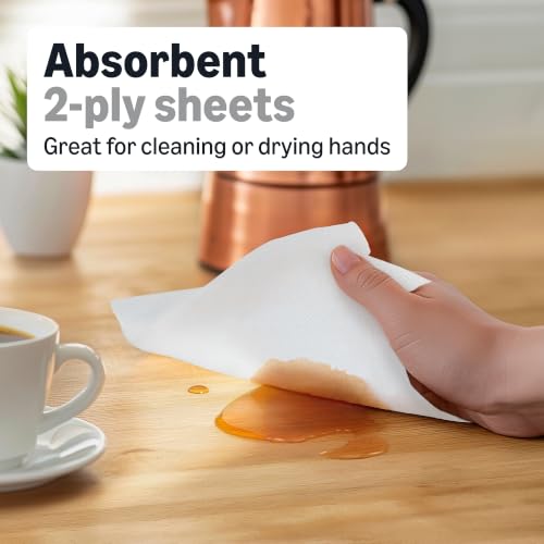 Image of Amazon Basics 2-Ply White Centerpull Paper Towels | Bulk for Business | Compatible with Universal Dispensers | FSC Certified | 600 Towels per Roll (6 Rolls)(7.6 x 9 Sheet)(Previously AmazonCommercial)