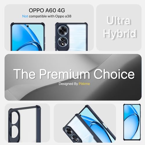 Image of Pikkme Oppo A60 4G Back Cover | Crystal Clear Transparent Back | Ultra Hyrbid | Full Camera Protection | Raised Edge | Bumper Back Case (Blue)