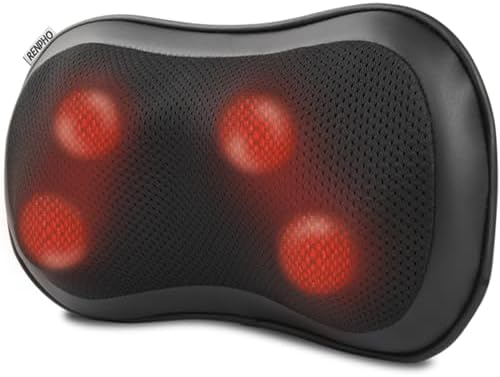 RENPHO Shiatsu Massagegerät 4D, Massagekissen für Rücken Nacken Schulter | mit Wärmefunktion, Tiefknetmassage, 3 Geschwindigkeiten, Bidirektional, Timer, für Zuhause, Auto, Büro