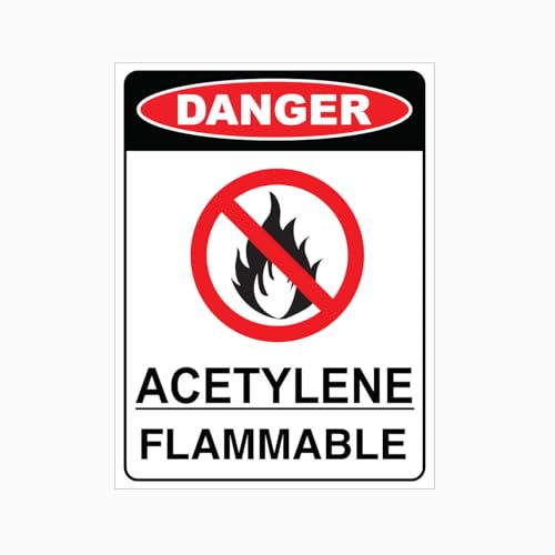 DANGER ACETYLENE FLAMMABLE Sign Workplace Metal Tin Sign 8 x 12 inch for Industrial & Commercial Series