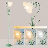Flower Floor Lamp for Living Room with 3 Colors Modes and Acrylic Lampshade,55'' Tall Standing Lamp Gooseneck Nightstand Lamp for Bedroom Office Kids Room Reading(E27 Socket) (Green)