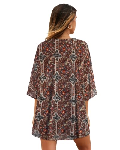 Image of CHICGAL Womens Floral Kimono Cardigan Beach Cover Up Casual Summer Tops