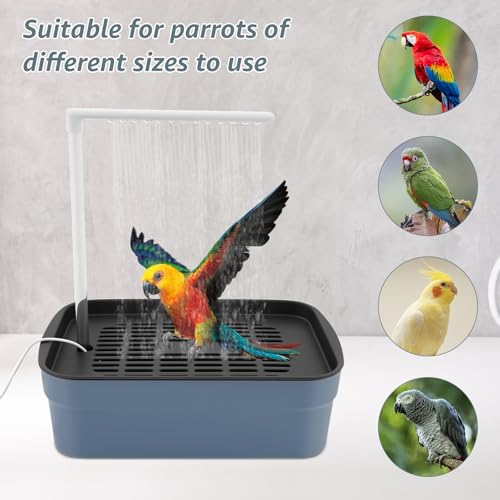 Image of Automatic ABS Bird Bath Shower, Parrot Bathtub with Circulating Faucet for Pet Bird, Low Noise Electric Cockatiel Bathing Pool for Budgie Lovebird