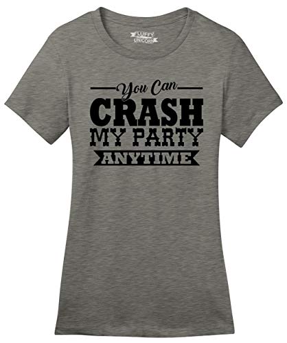 Ladies Soft Tee Crash My Party Anytime Shirt Country Song Concert Music Tee Sport Grey L