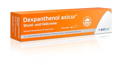 Dexpanthenol axicur Wund- und Heilcreme 50 mg/g, fördert die Wundheilung bei oberflächlichen Hautverletzungen, unterstützt den Heilungsprozess von Haut- und Schleimhautläsionen, 50g