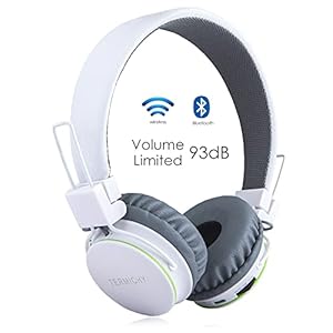 Termichy Bluetooth hoofdtelefoon kinderen met 93dB volumebegrenzing, opvouwbare draagbare lichte hoofdtelefoon draadloos met audiokabel on-ear draadloze hoofdtelefoon muziek Shareport, ingebouwde microfoon (wit)
