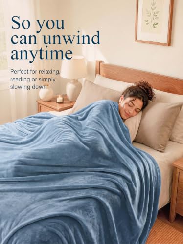 Image of Utopia Bedding Soft Fleece Bed Blanket Queen Size Stone Blue (90x90 Inch)