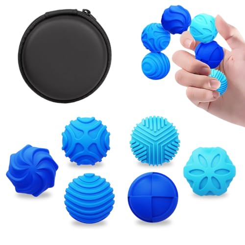 Magnetic Silicone Balls Fidget Toys for Adults Teens6PCS Stress Relief Sensory Toys for Autism ADHD Anxiety Calming Fun Office Desk Textures Toy Chritmas Birthday Gifts for Women Men (Blue)
