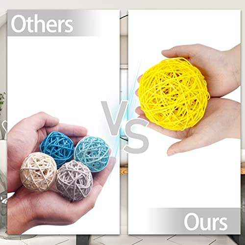 Domestar Extra Large Rattan Balls, 4 Inches Wicker Balls Decorative Balls Natural Decorative Wicker Rattan Balls Orbs Vase Fillers Yellow, White, Grey And Lemon #TOP2